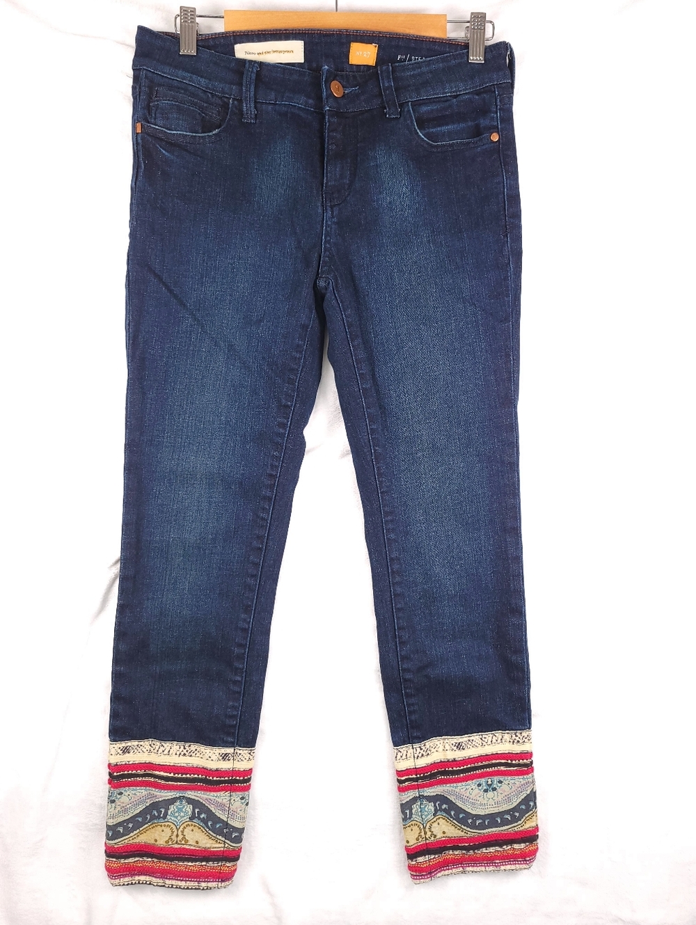 Pilcro Jeans 27 Stet Boho Tapestry Embroidered Cuff